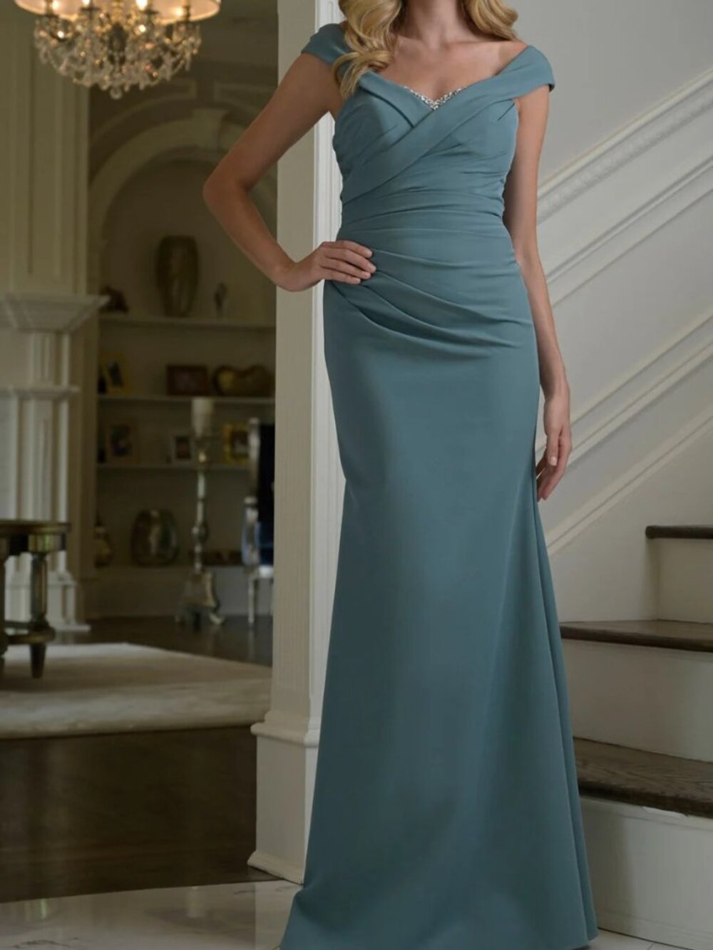 Marsoni M342 Luxurious Fitted Gown Deep Sage Size 16